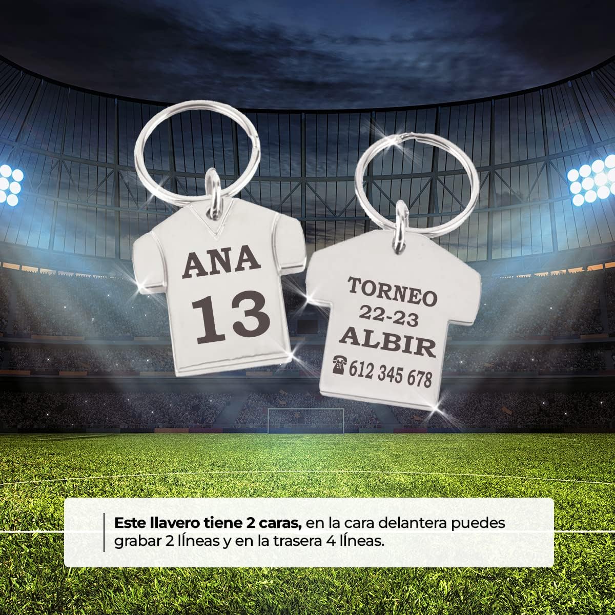 ibera gifts - Llavero Fútbol Personalizado en Forma de Camiseta, Acero Inoxidable, Regalos Entrenador Fútbol, Presentado en Bolsa de Regalo
