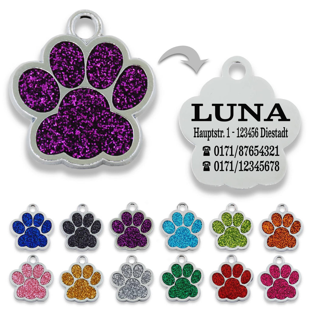 Ibera gifts - Hundemarke mit Gravur und personalisierte Hundemarke in Pfotenform, perfekt für kleine bis mittelgroße Haustiere (Rosa)