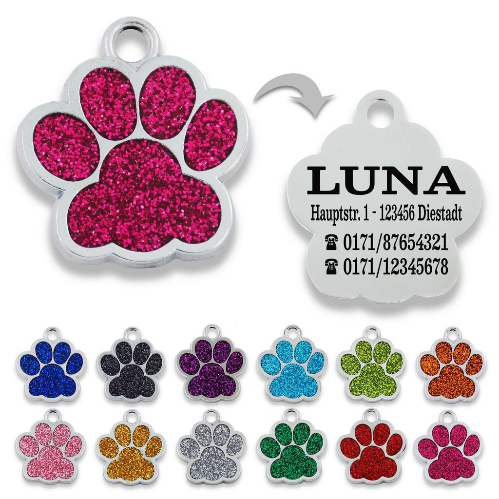 Ibera gifts - Hundemarke mit Gravur und personalisierte Hundemarke in Pfotenform, perfekt für kleine bis mittelgroße Haustiere (Rosa)